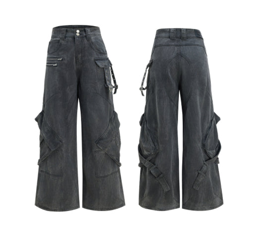 Pantalones Vaqueros Vintage Estilo Trabajo con Bolsillos Amplios y Detalles Gastados - Image 13