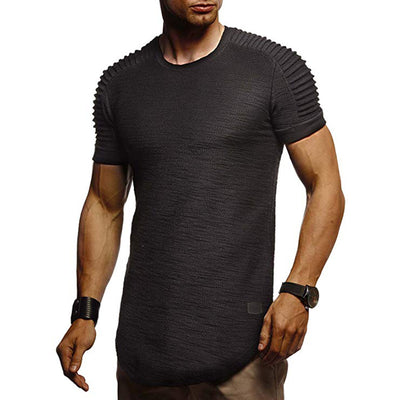 Camiseta Manga Corta con Pliegues Asimétricos en Hombros
