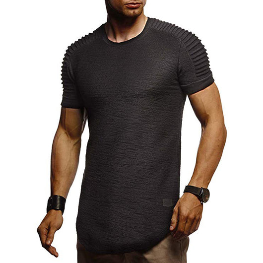 Camiseta Manga Corta con Pliegues Asimétricos en Hombros