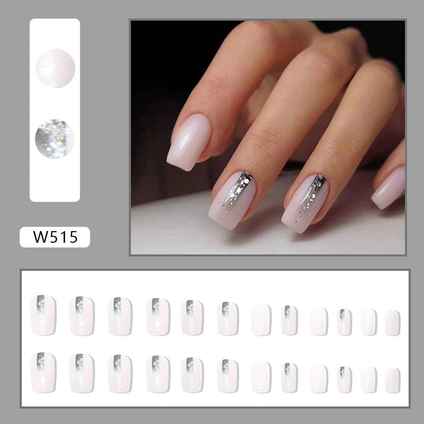 Uñas Postizas Cuadradas Degradado Negro - Diseño Europeo Minimalista