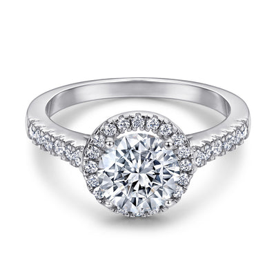 Anillo de Plata S925 Baño de Oro Blanco 18K Propuesta Matrimonial Elegante