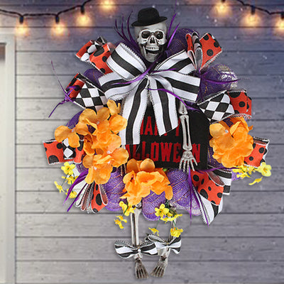 Corona Decorativa de Calabaza y Ratón Navideño para Puerta - Image 3