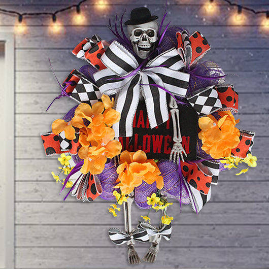 Corona Decorativa de Calabaza y Ratón Navideño para Puerta - Image 3