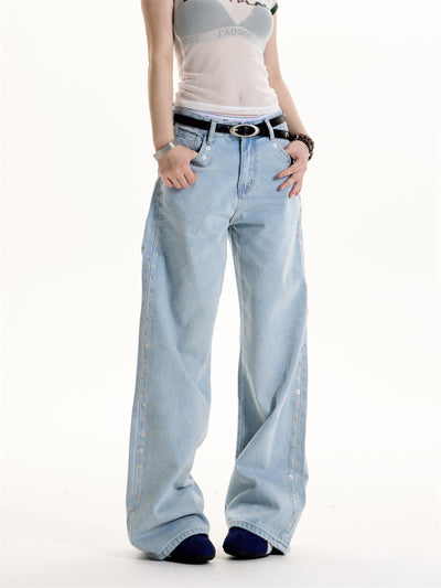 Pantalones Matchet Estilo Hot Girl Retro Americano con Detalles Remachados - Image 9