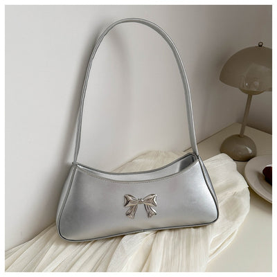 Bolsa de Hombro Minimalista Texturizada con Detalle de Moño Elegante - Image 25