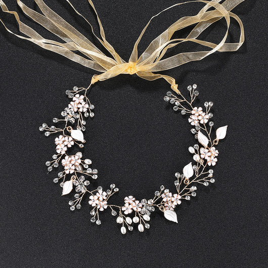 Diadema Perla Artesanal con Flor de Aleación - Image 5