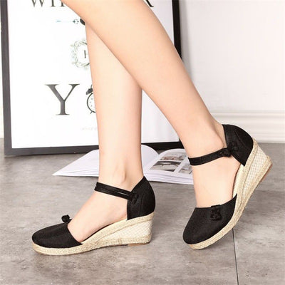 Sandalias de Cuña Étnicas Bordadas para Mujer con Punta Abierta - Image 9