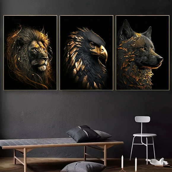 Cuadro Decorativo León - Pintura al Óleo sobre Lienzo para Sala de Estar