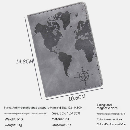 Cartera de Pasaporte con Mapa Mundial, Protección Antimagnética y Múltiples Compartimentos - Image 3