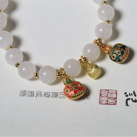 Pulsera de Jade Hetian con Perlas de Loto y Colgante Bestia Dorada - Image 2