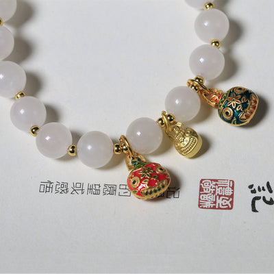 Pulsera de Jade Hetian con Perlas de Loto y Colgante Bestia Dorada - Image 2