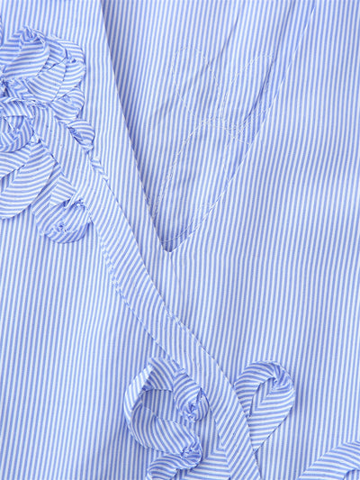 Camisa de Manga Larga Popelina Floral con Rayas Texturizadas - Image 10
