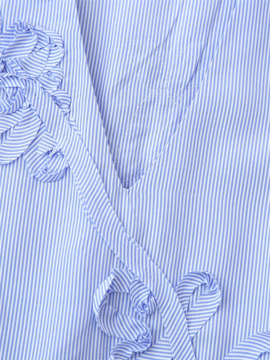 Camisa de Manga Larga Popelina Floral con Rayas Texturizadas - Image 10