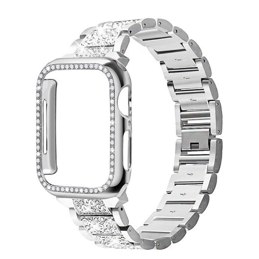 Pulsera Apple Watch de Acero Inoxidable con Diamantes de Tres Puntos - Image 6