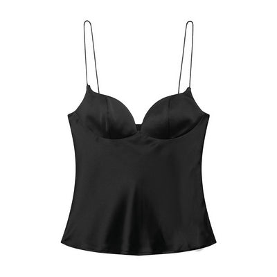 Top Satinado Escotado Corazón Ajustado para Mujer - Image 5