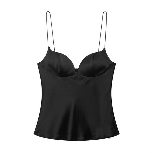Top Satinado Escotado Corazón Ajustado para Mujer - Image 5