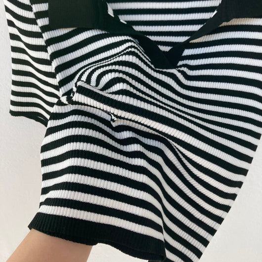 Camiseta Tejida Cuello Solapa con Perlas, Manga Corta Fresca para Verano - Image 6