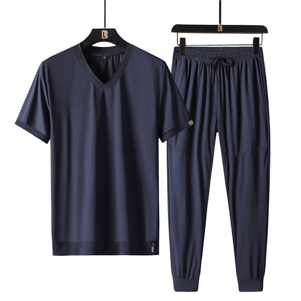 Camiseta Deportiva Hombre Talla Grande Cuello V Seda de Hielo Manga Corta - Image 7