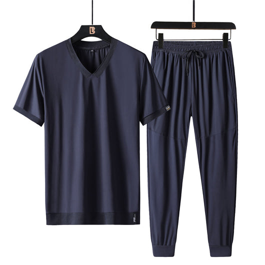 Camiseta Deportiva Hombre Talla Grande Cuello V Seda de Hielo Manga Corta - Image 7