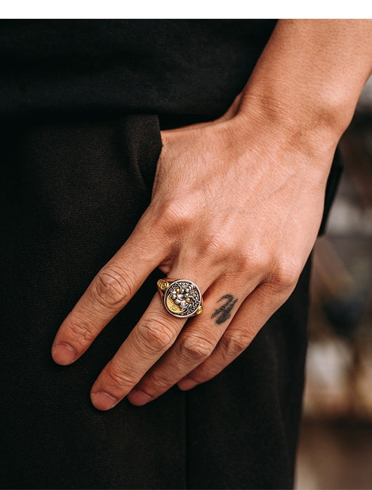 Anillo Pixiu de Plata Esterlina 3D para Hombre Estilo Retro - Image 5