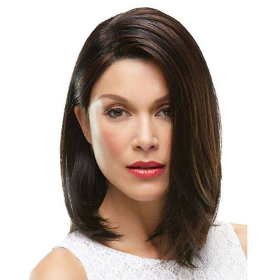 Peluca Corta Bicolor Marrón y Negro - Cabello Liso Natural - Image 4