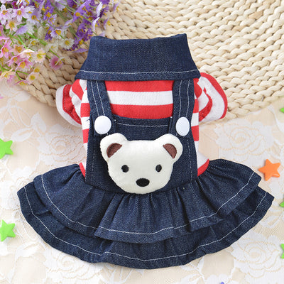 Ropa para Perros con Tirantes Denim - Pantalones a Rayas para Mascotas - Image 4