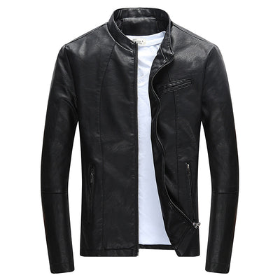 Chaqueta de Cuero PU con Cuello Alto y Forro de Terciopelo para Hombre - Image 7