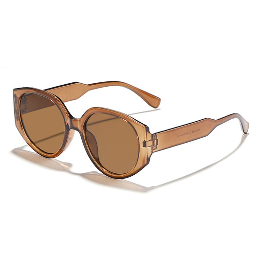 Coffee frame polygon sunglasses with brown gradient lenses on a white background. - Image 6