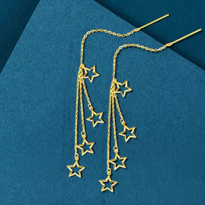 Aretes de Oro Au750 Livianos y Versátiles con Borlas - Image 3