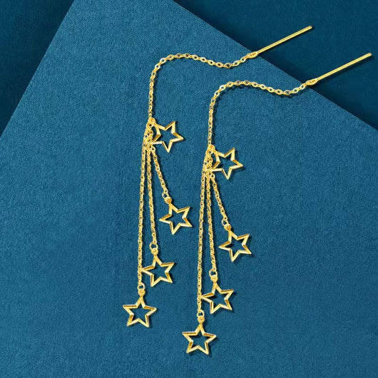 Aretes de Oro Au750 Livianos y Versátiles con Borlas - Image 3