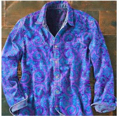 Camisa Manga Larga con Bloques de Color Estampada para Hombre - Image 12