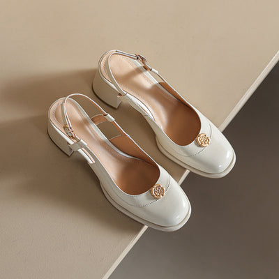 Sandalias Slingback con Tacón Grueso y Puntera Reforzada en Cuero - Image 38