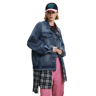 Chaqueta Denim con Costuras Irregulares y Efecto Dos Piezas - Image 30