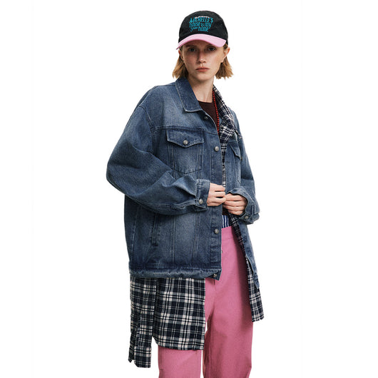 Chaqueta Denim con Costuras Irregulares y Efecto Dos Piezas - Image 30