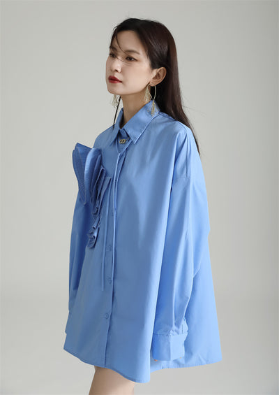 Blusa Larga con Falda Integrada - Diseño Floral 3D con Pliegues - Image 23