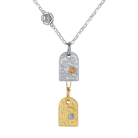 Collar de Plata Esterlina 925 Diseño Cuadrado Contraste Tang Cao Hua Estilo Fresco - Image 6