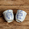Caneca de Chá de Porcelana Jingdezhen Gato Azul e Branco