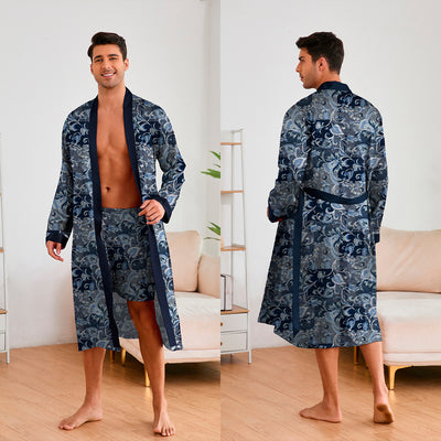Bata Estampada para Hombre con Mangas Largas y Pantalón Corto - Image 8