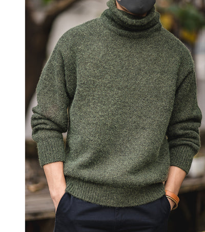 Suéter Cuello Alto de Mohair Sintético Grueso y Cálido para Hombre
