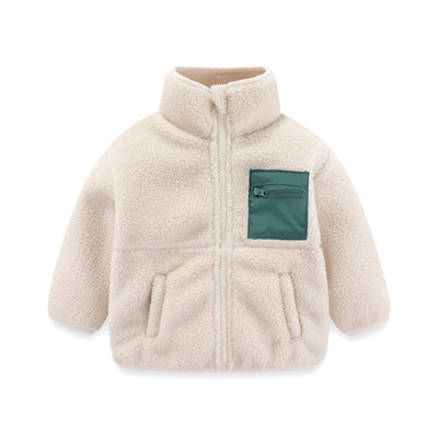 Abrigo de Lana de Cordero Gruesa para Niño con Cuello de Pie Multicolor - Image 17