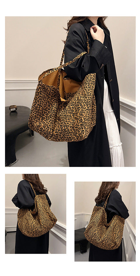 Bolso Retro de Hombro Estampado Leopardo con Textura Casual - Image 22