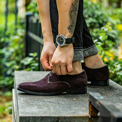 Zapatos Derby de Cuero Gamuza Artesanales para Hombre - Elegancia Formal - Image 3