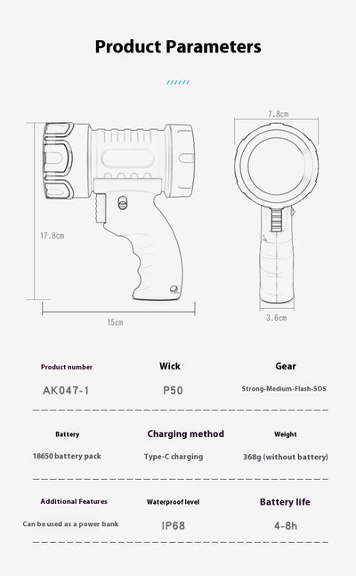 Linterna Táctica LED Recargable USB - Alcance Largo Impermeable para Caza - Image 20