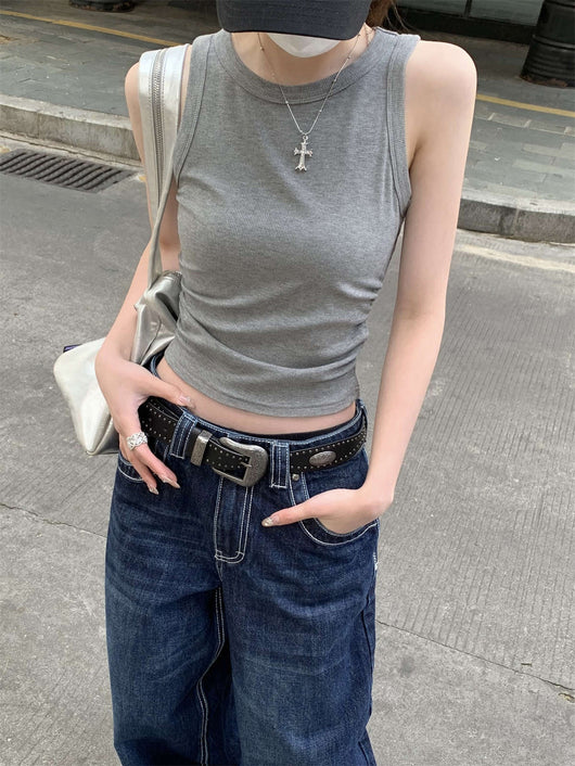 Chaleco Plisado Ajustado sin Mangas Estilo Hot Girl - Image 30