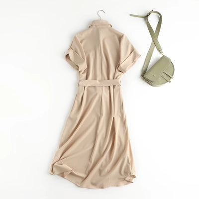 Vestido Camisero Suelto con Cinturón y Bolsillos - Image 17