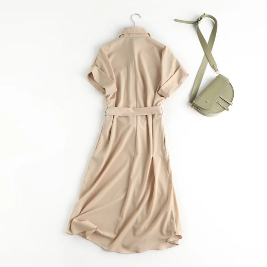 Vestido Camisero Suelto con Cinturón y Bolsillos - Image 17