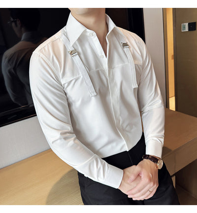 Camisa Minimalista de Manga Larga para Hombre - Estilo Versátil y Moderno - Image 11