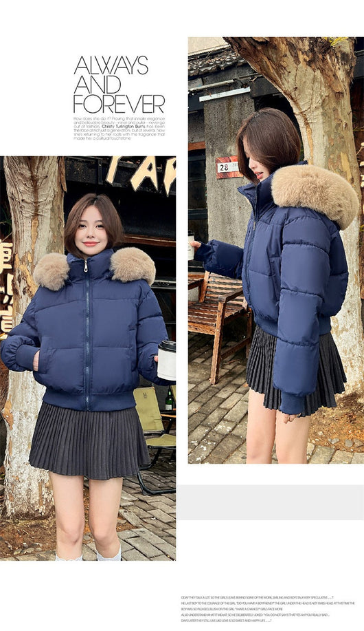 Chaqueta Acolchada Corta de Algodón con Cuello de Pelaje - Image 31