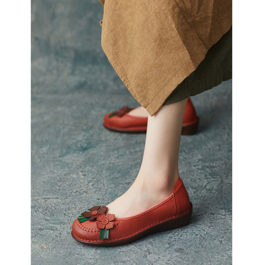 Zapatos Artesanales de Cuero Estilo Étnico Retro con Suela Suave para Mujer - Image 7