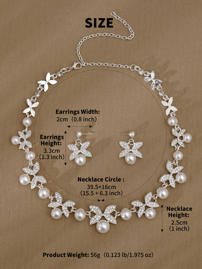 Conjunto de Aretes y Collar con Perlas y Cristales para Mujer - Image 51